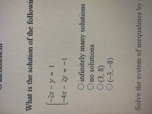 What is the solution of the following system 
-2x-y=1
-4x-2y=-1