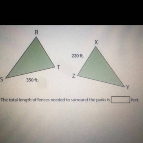 The figure shows the dimensions of two city parks, where RST is congruent to XYZ and YX is congruen