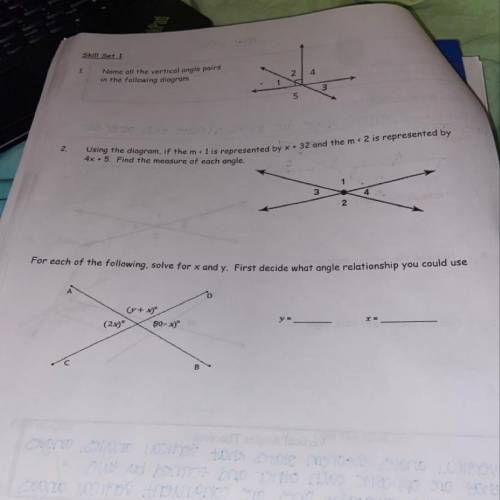 Name all the vertical angle pairs

in the following diagram
help me finish the page thank you:)