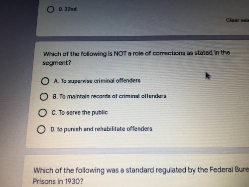 Which of the following is not a role of corrections as stated in the segment