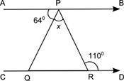 In the figure shown, line AB is parallel to line CD.

Part A: What is the measure of angle x? Show