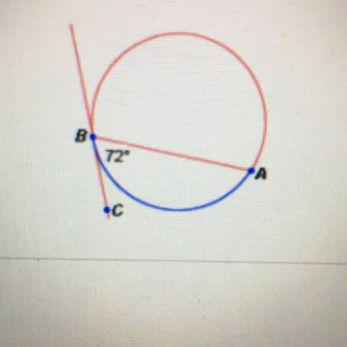 What is the measure of BA (the minor arc) in the diagram below?

A. 216
B. 72
C. 36
D. 144