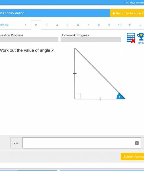Work out the value of angle x
