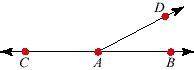 In the following diagram, points C, A, and B are collinear. Use complete sentences to describe the