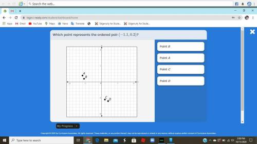 (( Please help, my deadline is today. :'< ))

Which point point represents the ordered pair (-