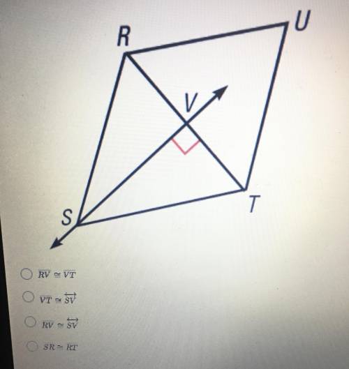If SV is a perpendicular bisector of RT, which statement is true?