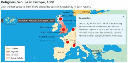 Identify the European countries where each of these religions originated.

1. Huguenot
2. Anabapti