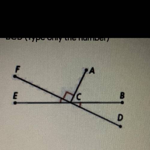 If the measure of angle ACB is 65 degrees, find the measure of angle BCD