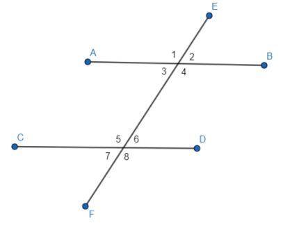 In the diagram below AB CD. If <7 = 52 °, then what is the measure of <4