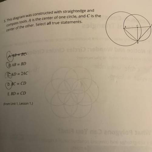 PLEASE HELP WITH THIS QUESTION
 

5. This diagram was constructed with straightedge and
compass too