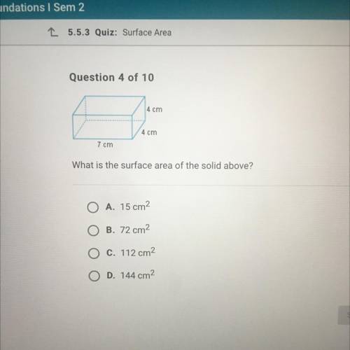 Help
What is the surface area of the solid above?