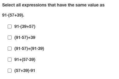 Select all expressions that have the same value as