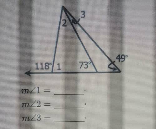 Please help. find the measure of all missing angles.