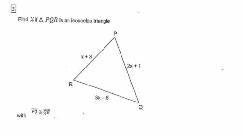 Find X if PQR is an isosceles triangle. Please