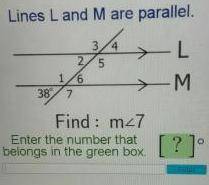 Lines L and M are parallel, find M<7