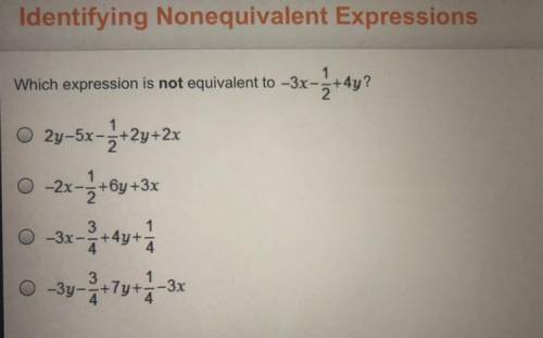 Which expression is not equivalent to -3x1/2+4y