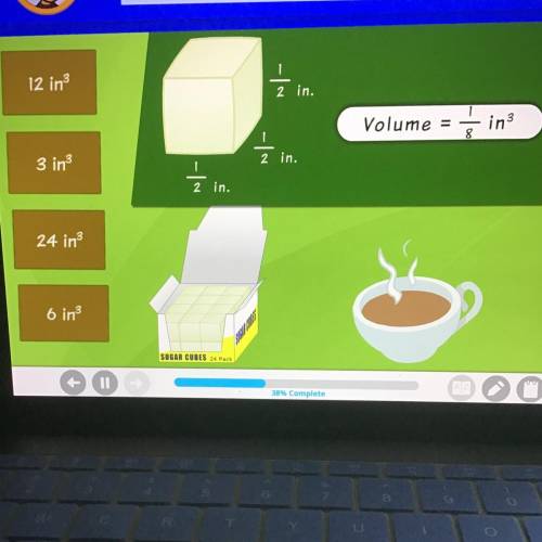 If the box holds 24 of these sugar cubes, what is
the total volume of the box?