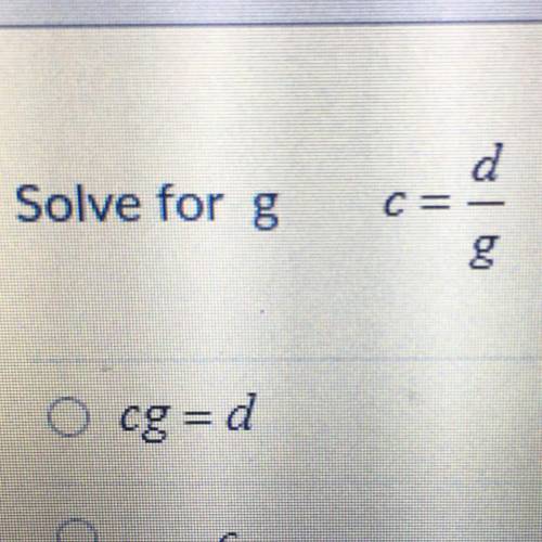 Solve for g. C = d/g