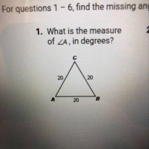 What is the measure
of ZA, in degrees?
20
