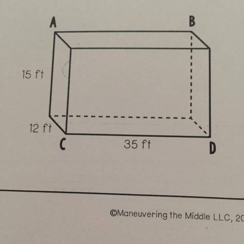 A room in a blank is shaved like the rectangle prism shown below. The room has a security systems t