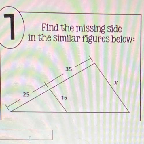 1
Find the missing side
in the similar figures below: