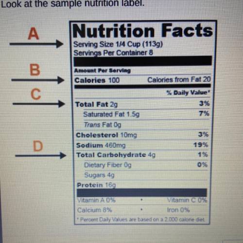 What arrow in the figure points to the section that

indicates how much food is in the package con