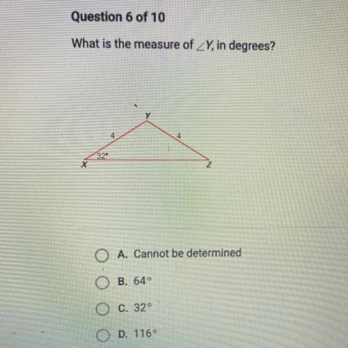 What is the measure of angle Y, in degrees?