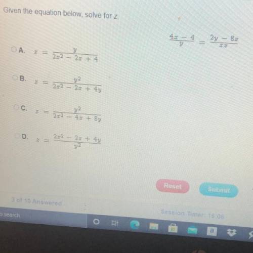 Given the equation below, solve or z.