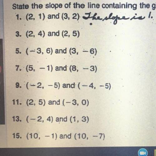 What is the slope? Please answer with a pic and some work