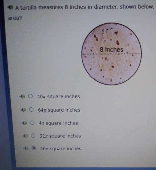 What is the area of the tortilla?