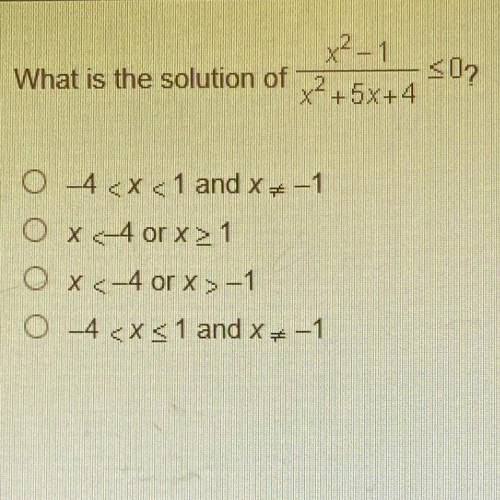 What is the solution of x^3 -1 / x^2 + 5x +4 < 0?