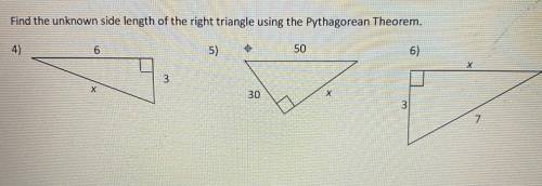 PLEASE HELP!!!

Find the unknown side length of the right triangle using the Pythagorean theorem.