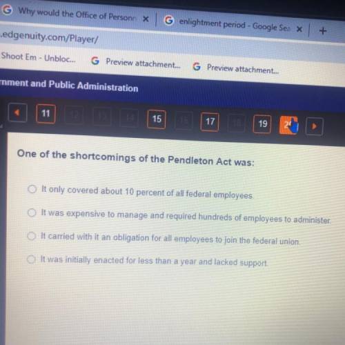 One of the shortcomings of the Pendleton act was?