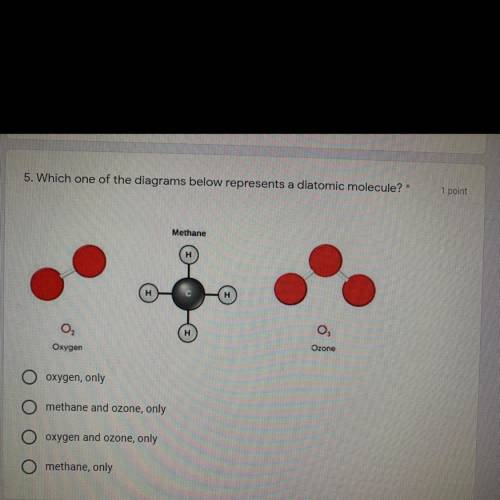 “WHICH ONE OF THESE DIAGRAMS REPRESENTS A DIATOMIC MOLECULE?”

PLEASE HELP MEGUYS!!!
THIS IS MY LA