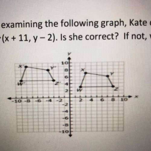 15. *Free response. GCO2. After examining the following graph, Kate claims that WXYZ is translated
