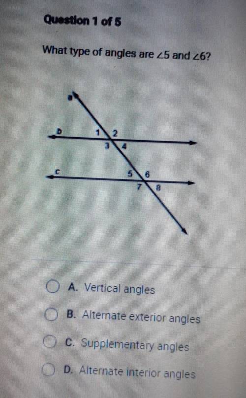 What type of angles are ∠5 and ∠6?