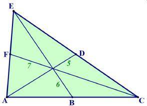 Given that B, D and F are midpoints, find the length of segment DA.