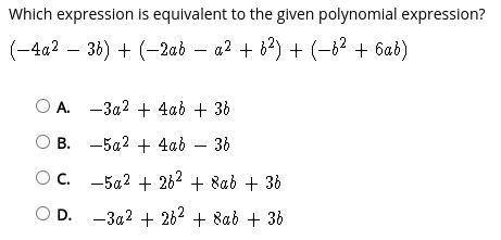 Which expression is equivalent to the given polynomial expression?