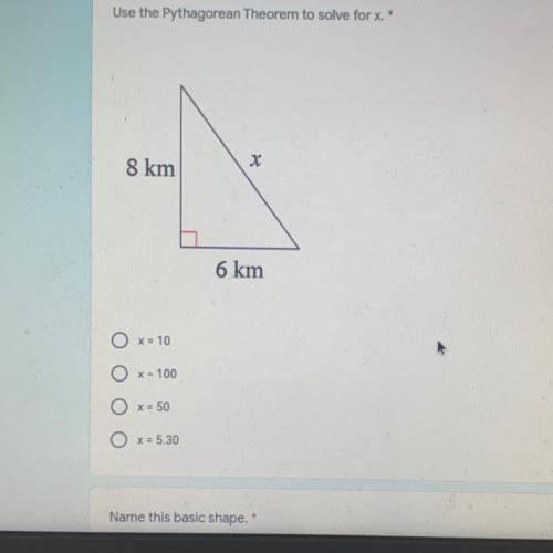 Use the pythagorean theorem