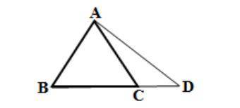 Given: △ABC, D ∈ ray BC
C∈BD, AB=AC=BC
Prove: BD>DA>AB