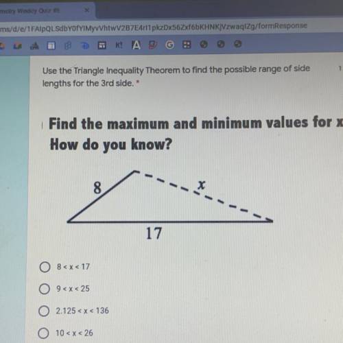 Use the triangle inequality theorem