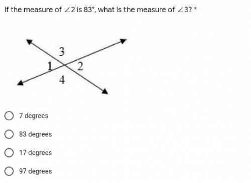 If the measure of ∠2 is 83°, what is the measure of ∠3?