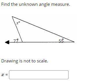 Find the unknown angle measure.