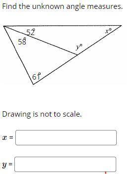 Find the unknown angle measures.