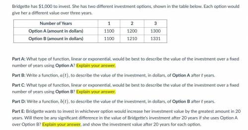 Part A: What type of function, linear or exponential, would be best to describe the value of the in