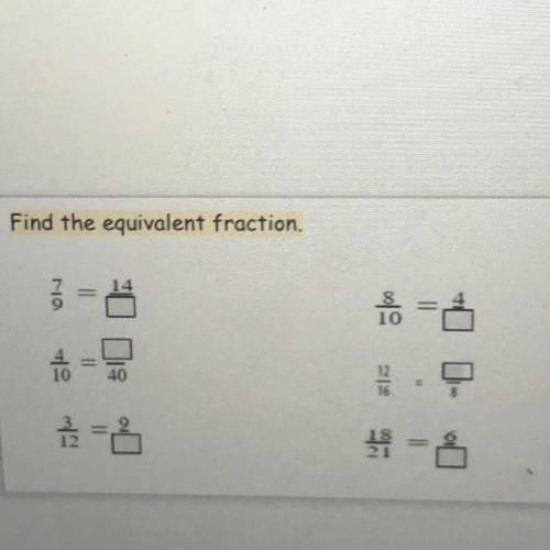 Please help me find the equivalent fractions!