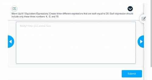 Create a three different expressions that are each equal to 20 each expression should include only