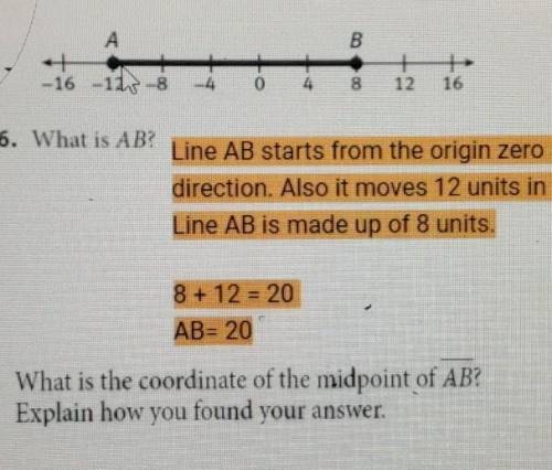 What is the coordinate of the midpoint of AB? Explain how you found your answer