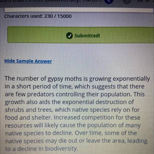 Part C

Use the data you calculated in parts A and B to
explain why gypsy moths could threaten bio