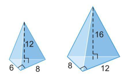 Determine if the two triangular pyramids are similar.
Match up the corresponding parts.